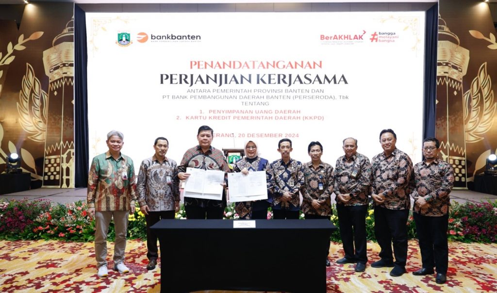 Keterangan Foto: Penandatanganan Perjanjian Kerjasama RKUD dan KKPD antara Pemerintah Provinsi Banten dan Bank Pembangunan Daerah Banten (PERSERODA) Tbk