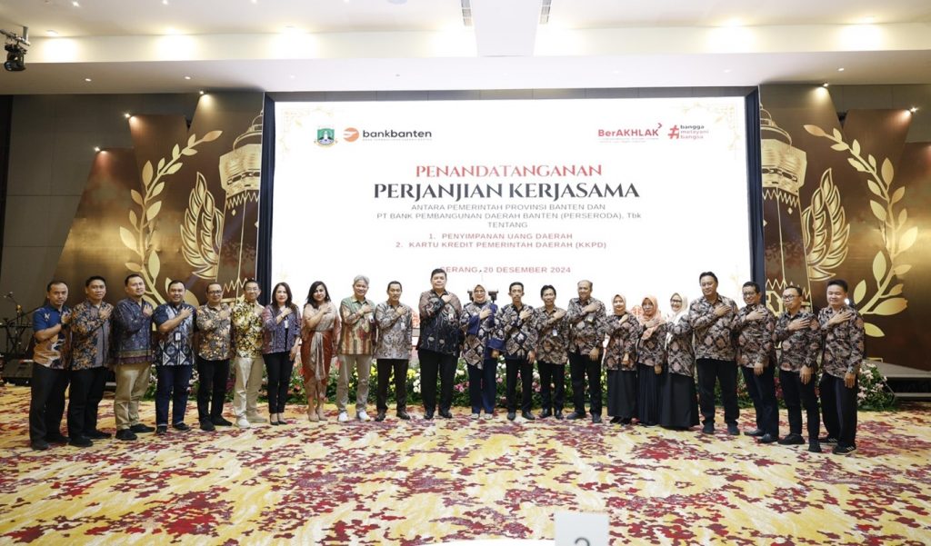 Keterangan Foto: Penandatanganan Perjanjian Kerjasama RKUD dan KKPD antara Pemerintah Provinsi Banten dan Bank Pembangunan Daerah  Banten (PERSERODA) Tbk